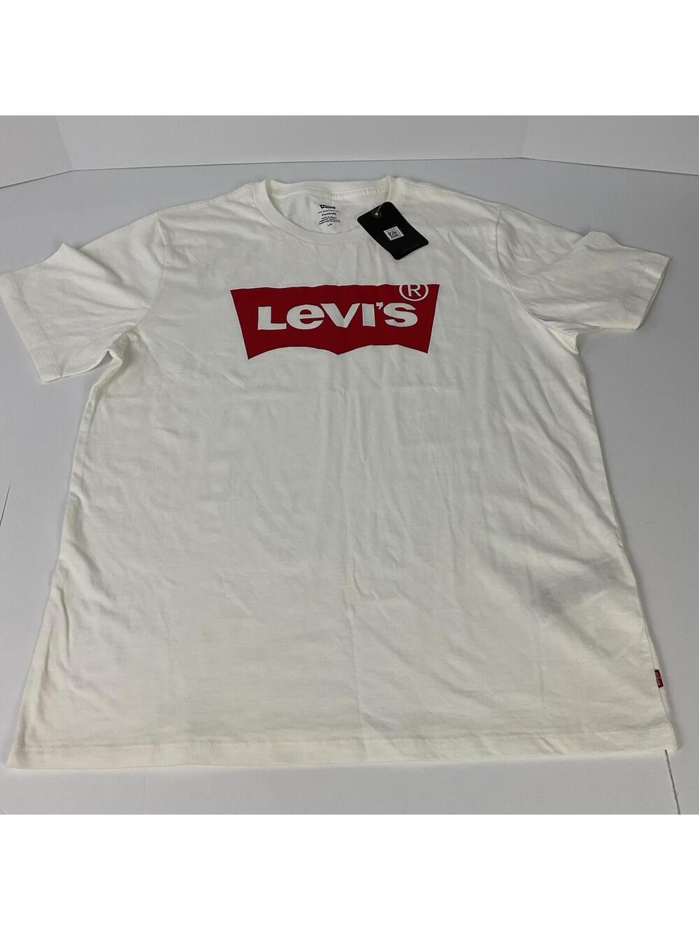 Levi's Men's White Logo T-Shirt Size LG Crew Neck Short Sleeve NWT